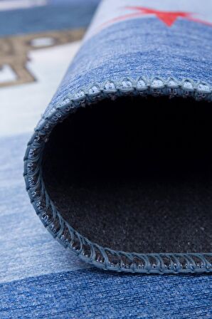 Artloop Çocuk Odası Halısı Minor Dekoratif Mavi Halı AL 408